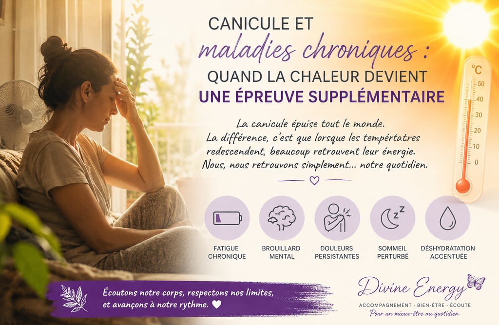 llustration représentant une femme épuisée par la canicule, illustrant l'impact de la chaleur sur le