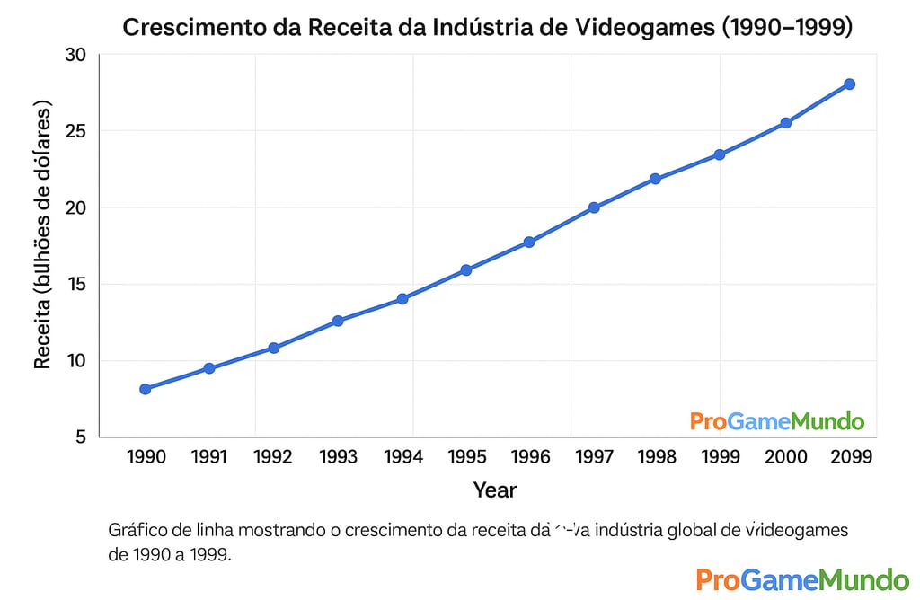 Gráfico mostrando crescimento da receita da indústria de games nos anos 90.