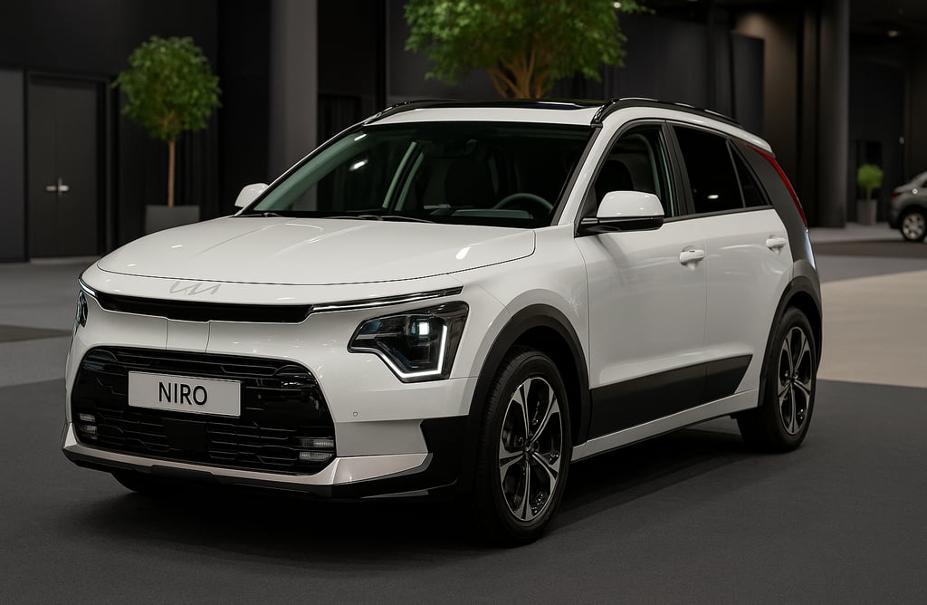 Kia Niro SX Prestige híbrido com faróis em LED e teto solar panorâmico em destaque