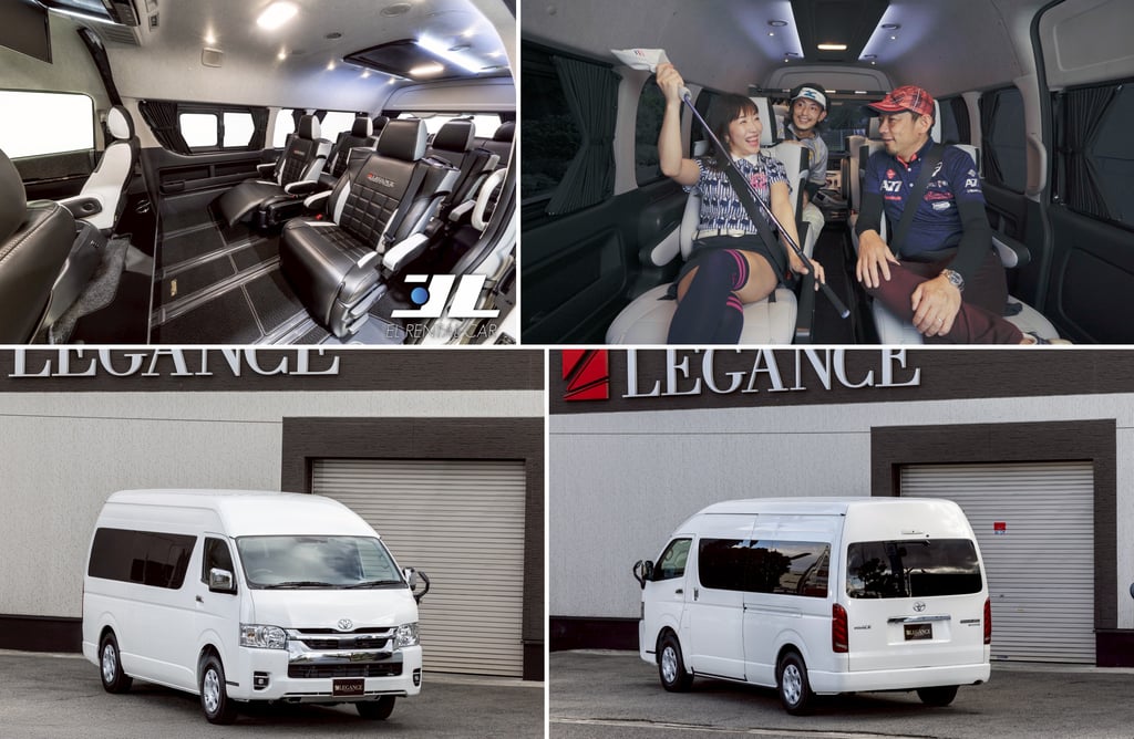 エルレンタカーの高級ハイエース外観と、LEGANCEロゴが掲出された建物前に停車する車両｜堺市のニュースならサカイタイムズ