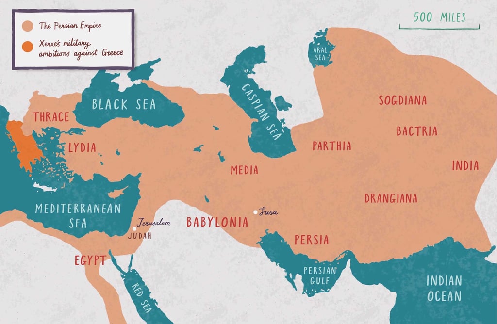 An illustrated map of the middle east