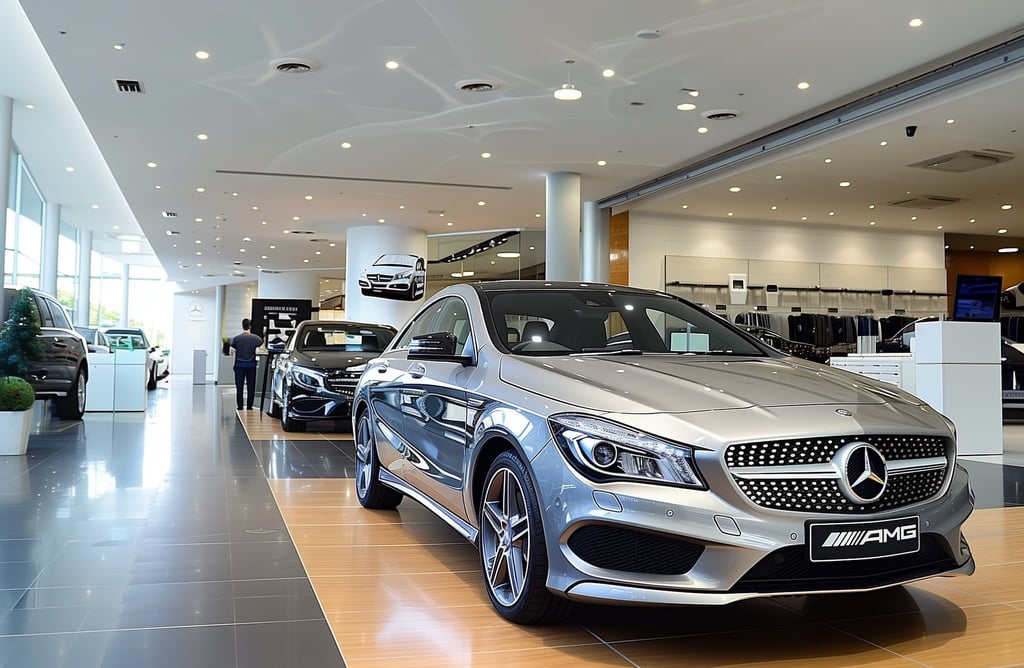 An impression of a Mercedes-Benz Dealership showroom