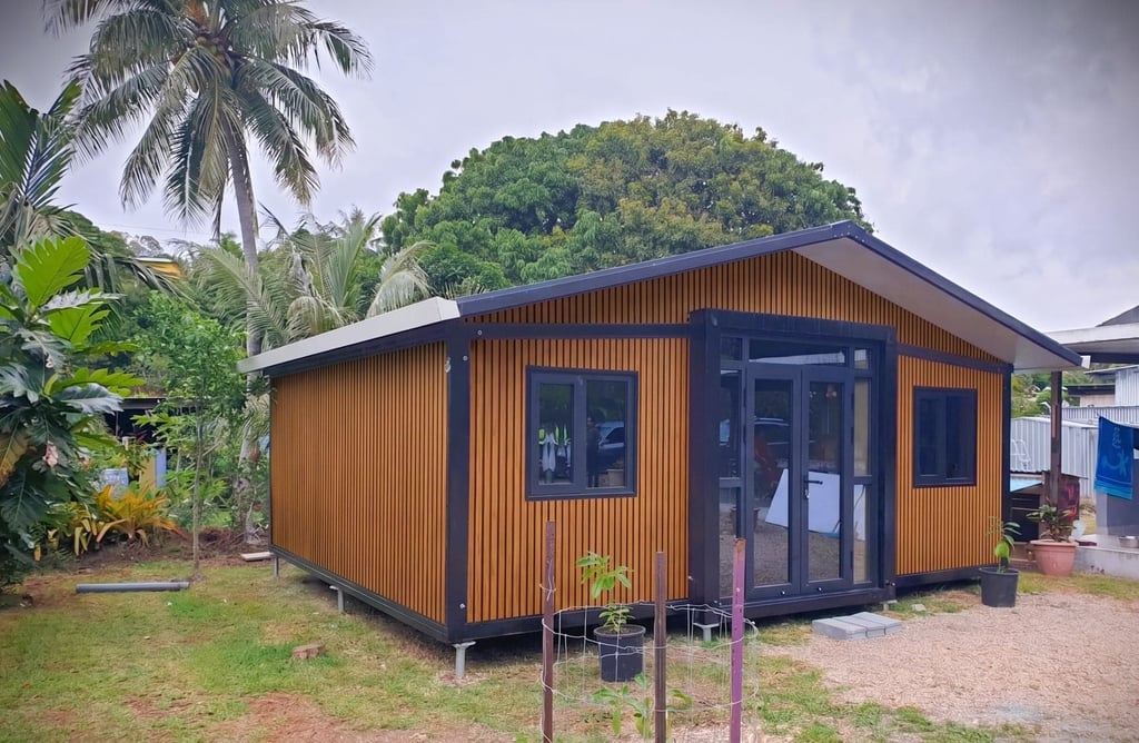 Maison modulaire économique préfabriquée installée en France.