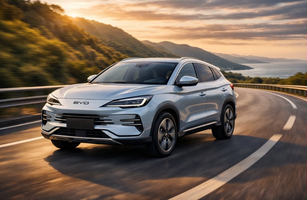 Carros chineses no Brasil ganham espaço com SUV da BYD em movimento na estrada