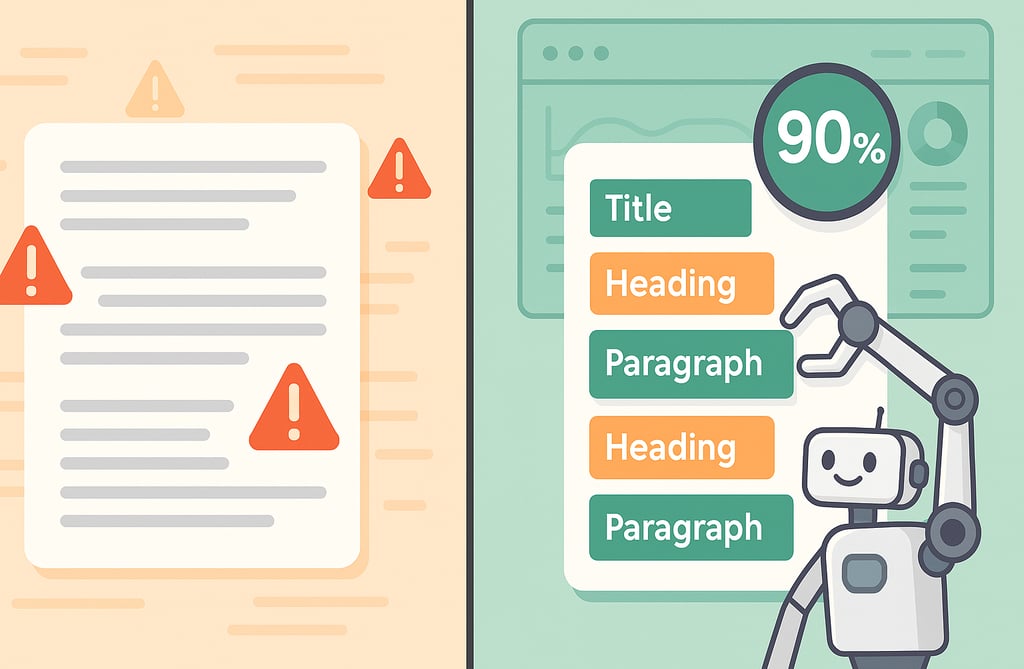 Before-and-after content optimization example with AI SEO scoring improvements