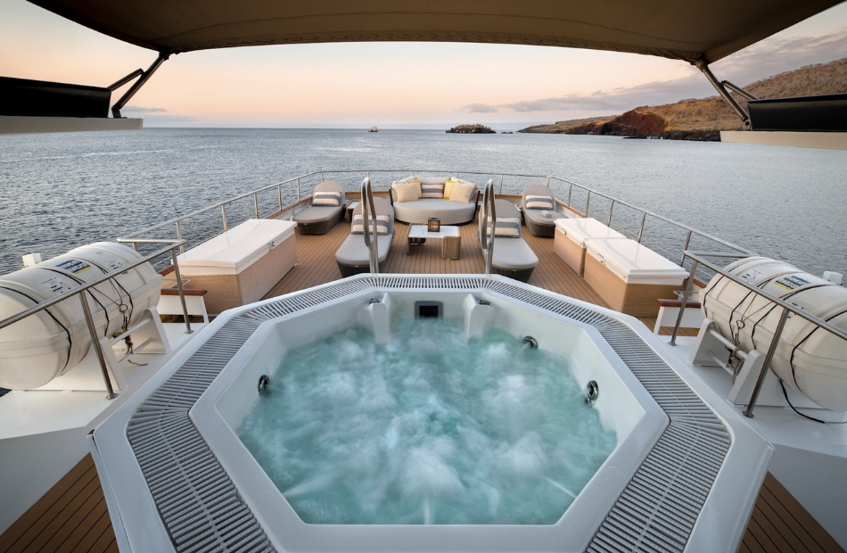 Luxury Galapagos expedition yacht watching  from the deck — private cruise