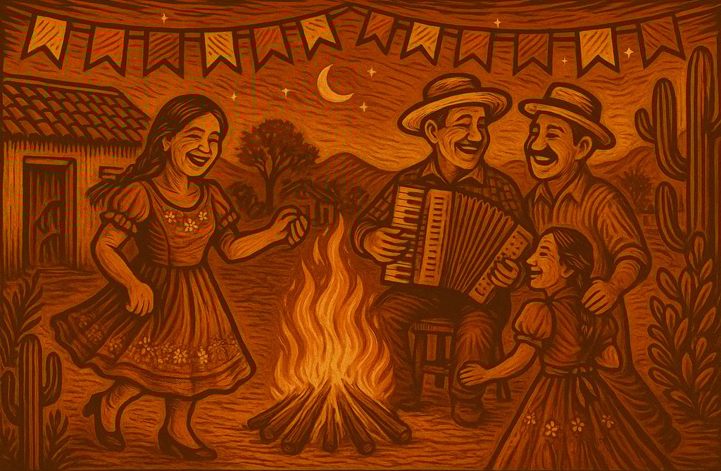 Vivencie as festas juninas. Fogueiras, quadrilhas, modas de viola, comidas típicas