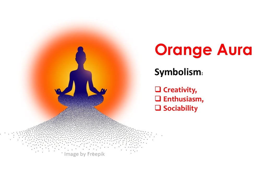 a person sitting in a meditation position with orange aura