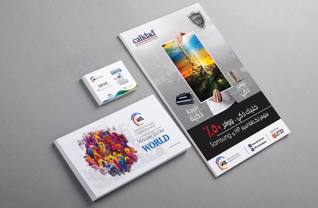 a business card with a picture of a business profile and a prochoure