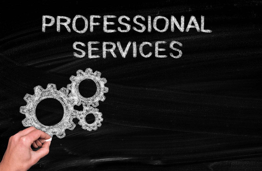 A board with the words Professional Services written 