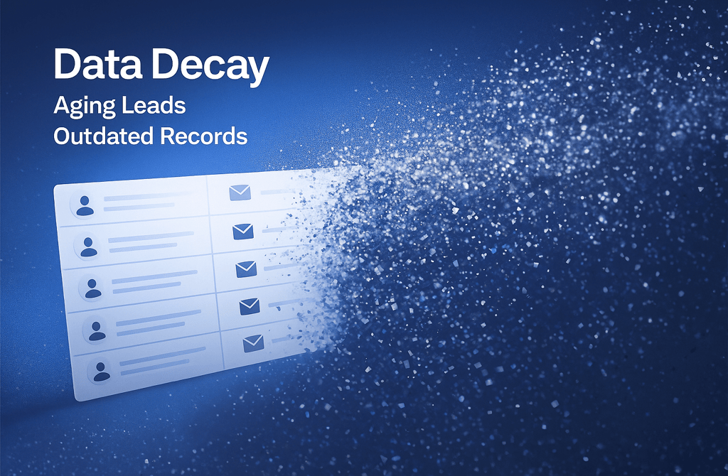 Infographic of a lead list dissolving into particles.