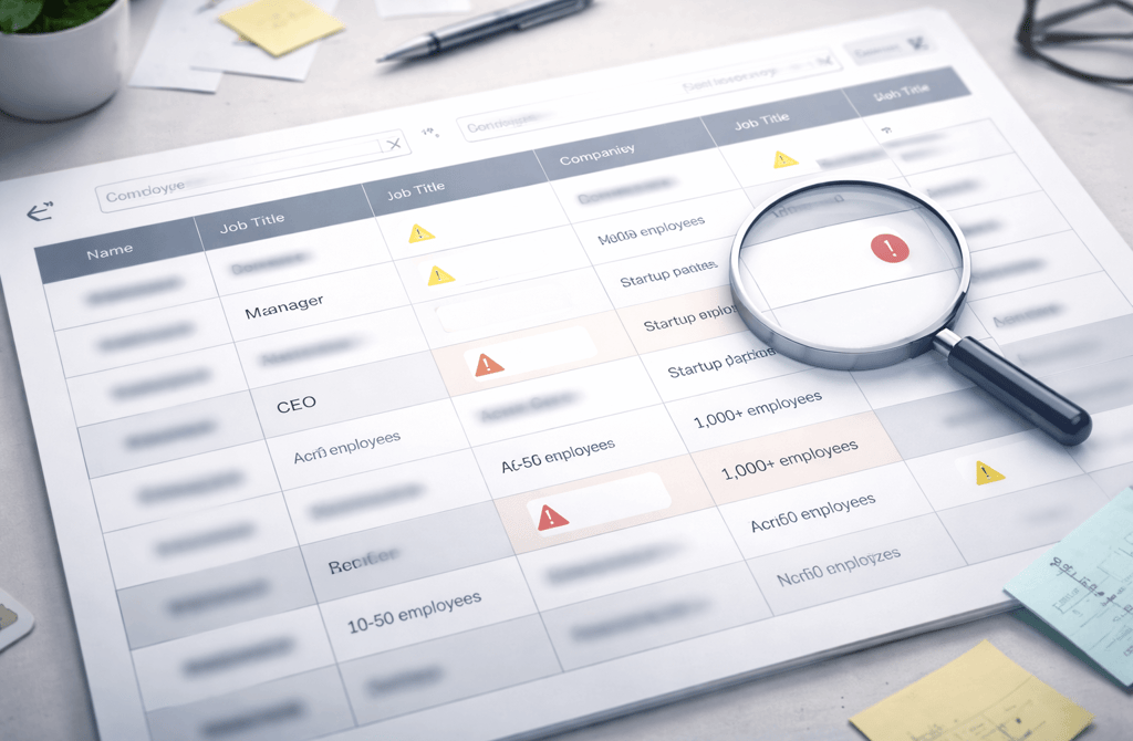 Incomplete B2B dataset showing a single bad field causing errors across an outbound system