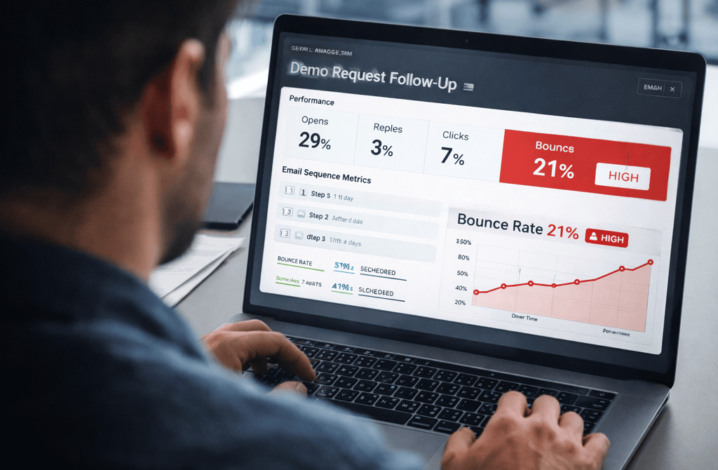 founder viewing high bounce rate on email sequencer analytics dashboard