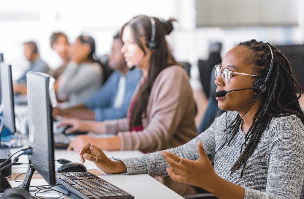 BPO agents working in a call center