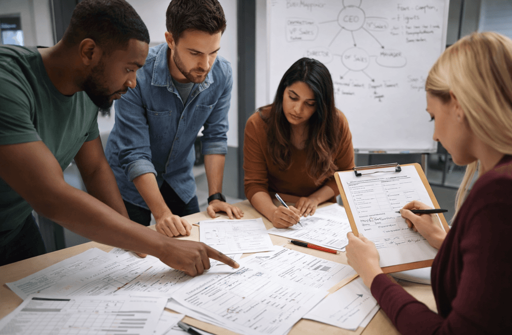 SDR team reviewing and correcting buyer mapping errors in outbound targeting