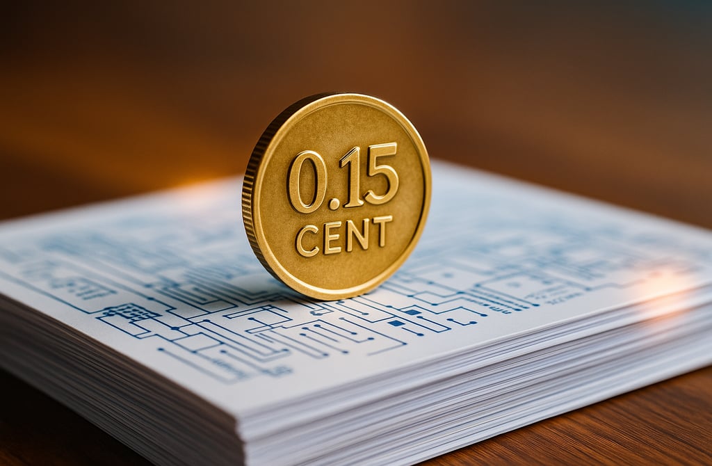 golden 0.15 cent coin balanced on data sheets symbolizing affordable verified leads