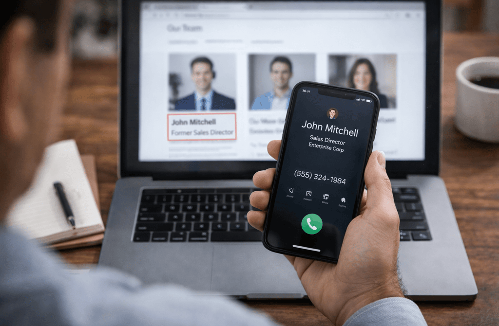founder checking contact before making a sales call