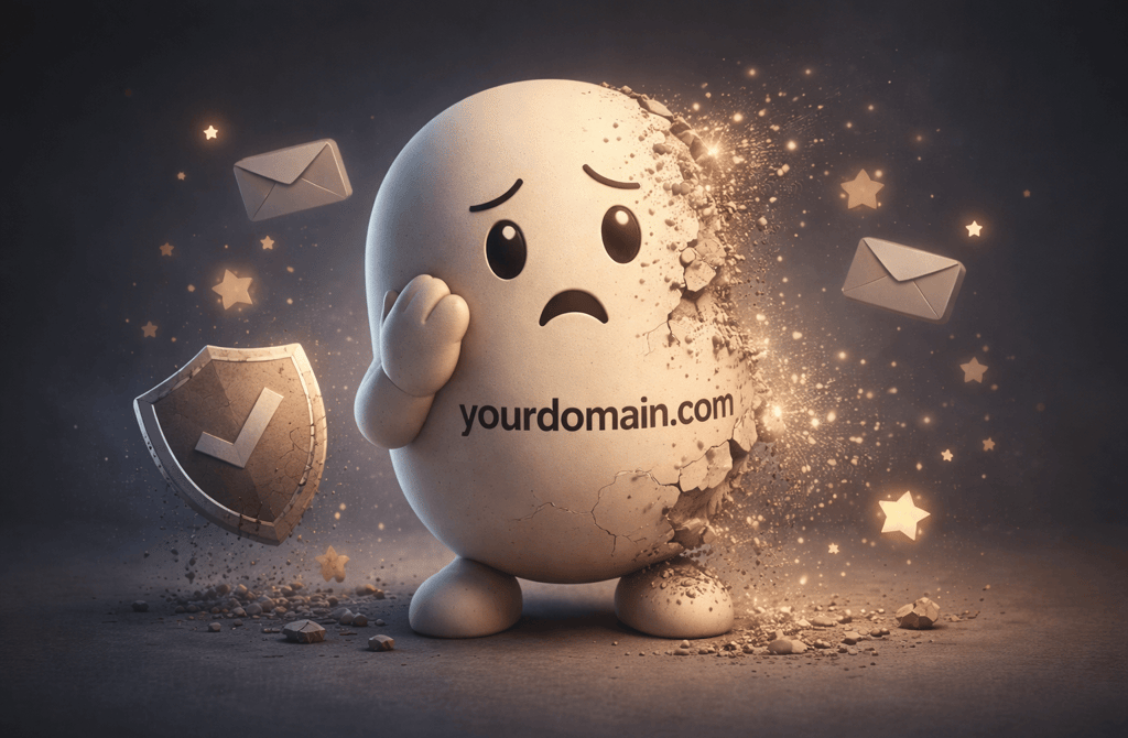 3D domain character showing decline in email reputation