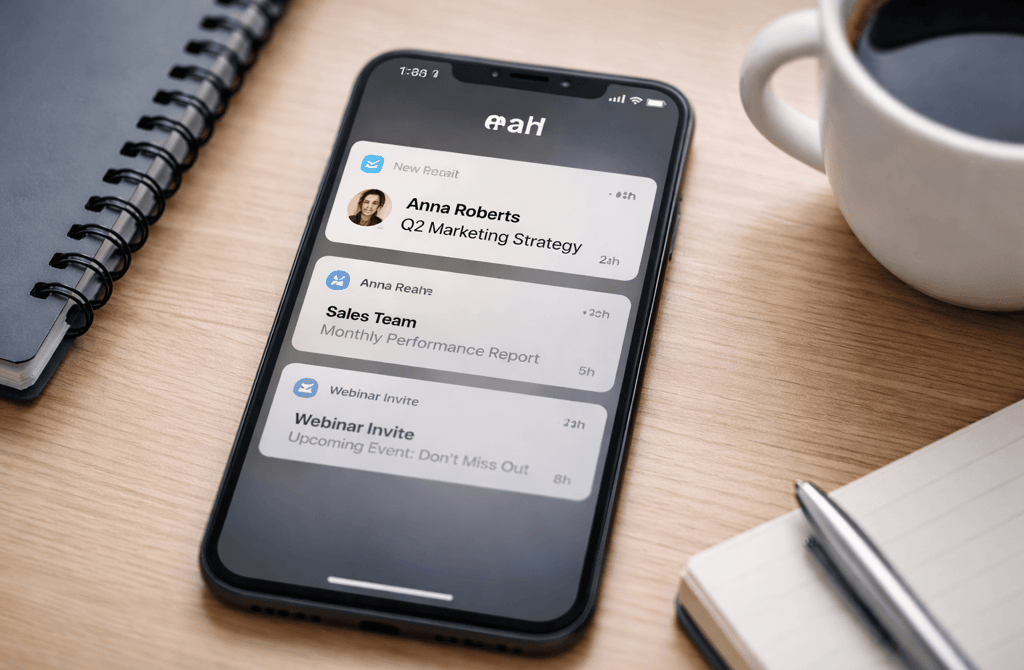 email notification showing selective engagement on phone
