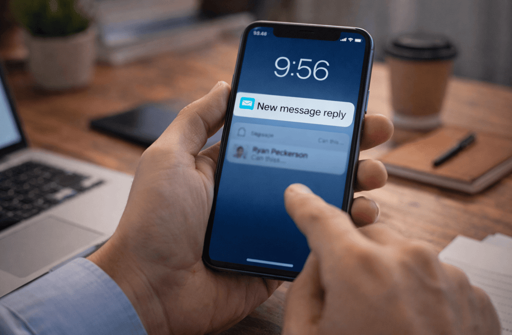 New message reply notification on smartphone