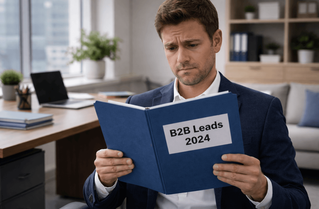 founder reviewing an old b2b lead folder and questioning whether outdated leads will still perform