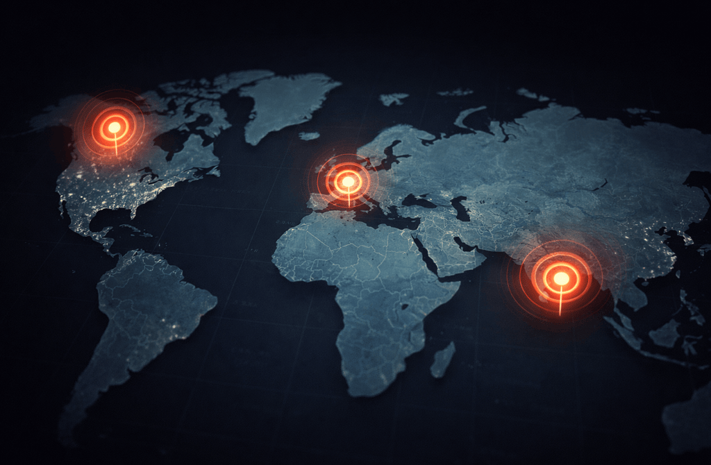 World map showing B2B data accuracy in the US, UK, and Canada