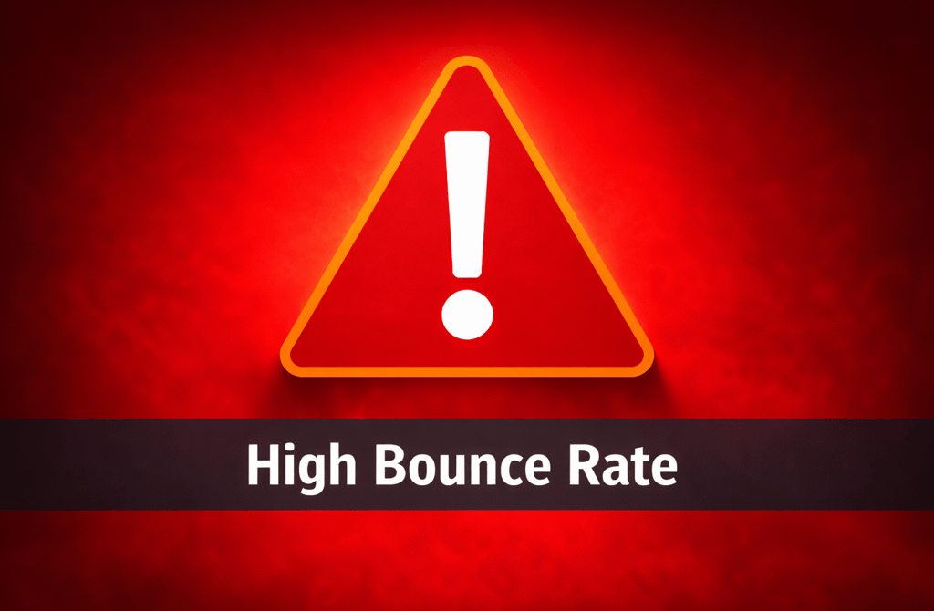 Critical alert warning sign indicating high bounce rate