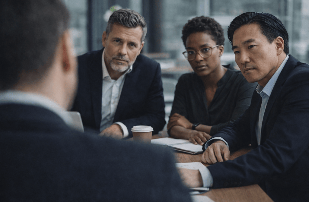 CEOs in a focused business discussion