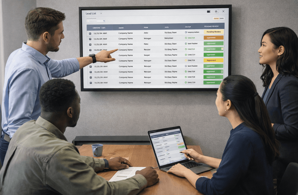 SDR team reviewing and approving a lead list