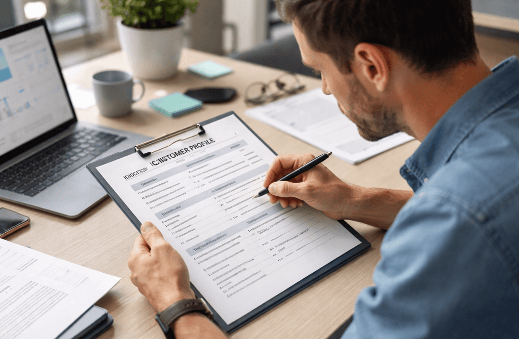 Founder reviewing an accurate ICP worksheet to guide outbound targeting decisions