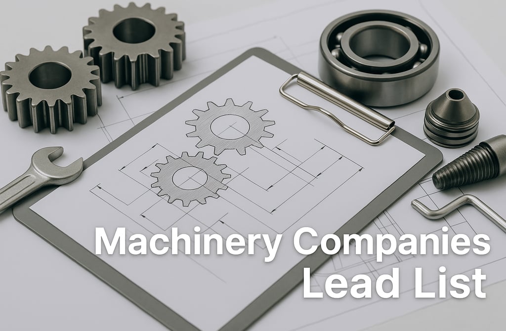 Image for Machinery Company Lead list showin cogs and wrenches
