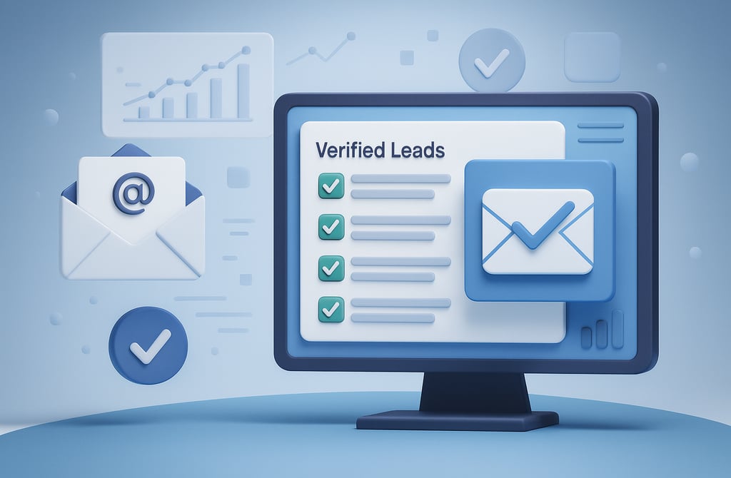 Image of a monitor showind data validation and an email with a check mark