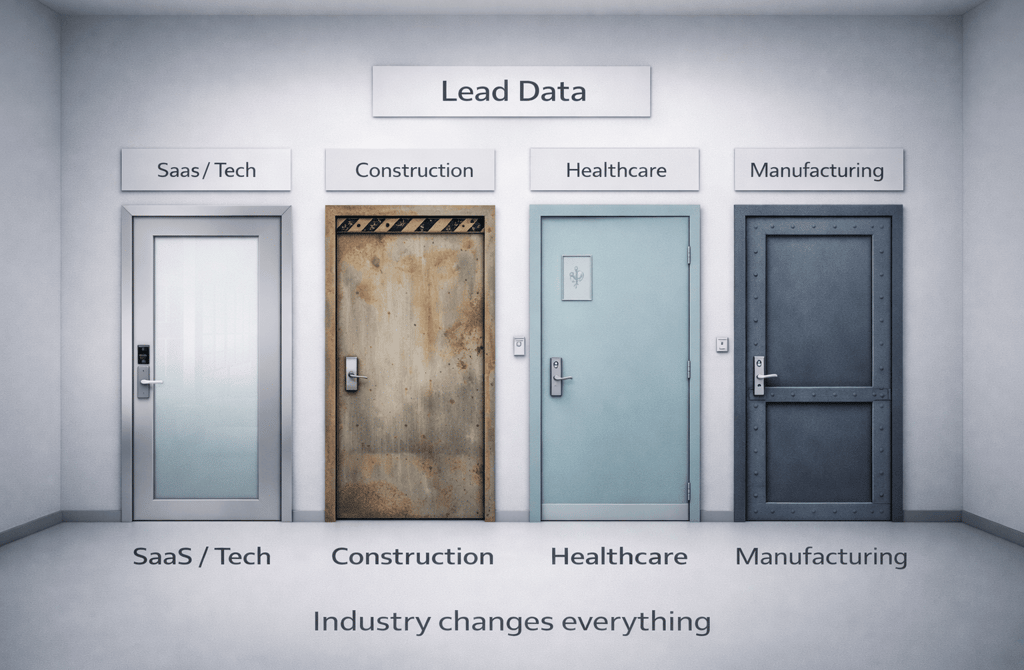 Four industry doors showing different lead data behavior.