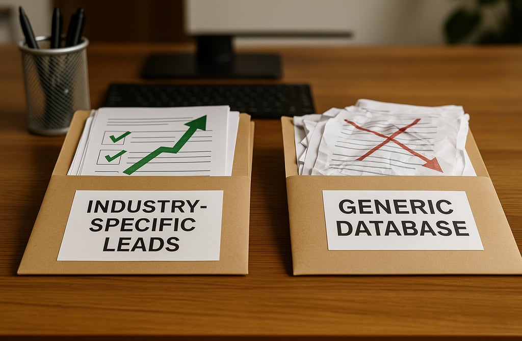 Industry-specific leads folder compared to generic database folder