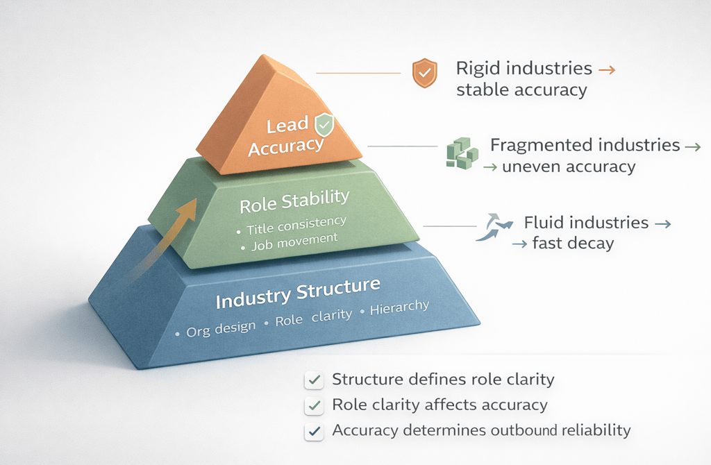 3D pyramid showing industry structure influencing lead accuracy.