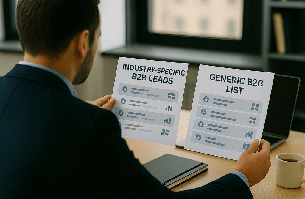 Founder comparing industry-specific leads with a generic list