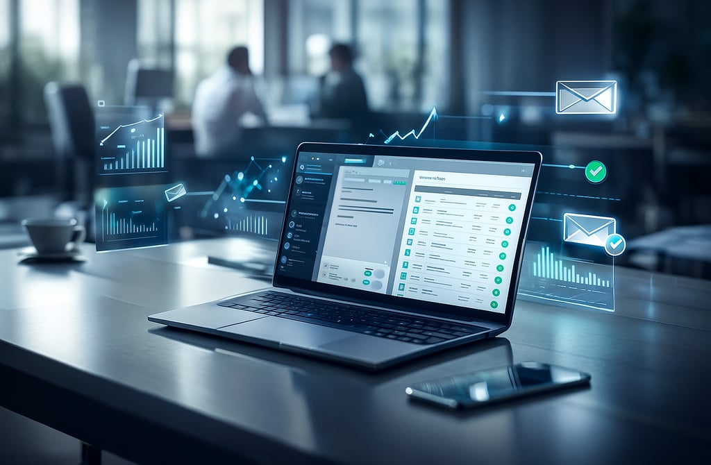 Laptop on a office table with analytics open