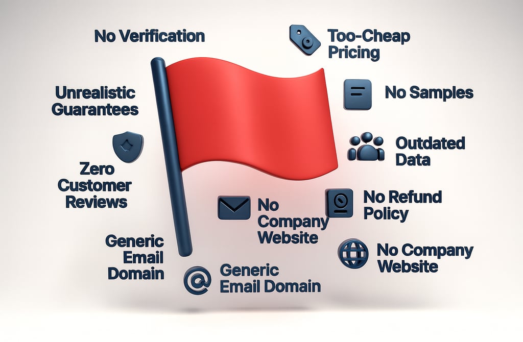 3D red flag infographic showing warning signs of bad lead providers