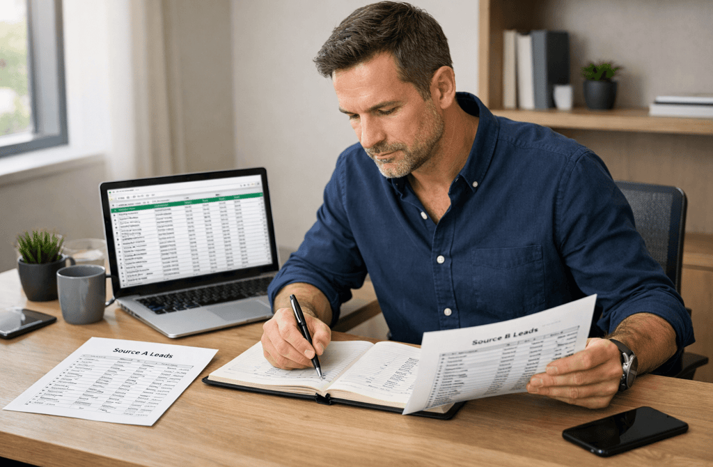Founder merging leads from two data sources into one sheet