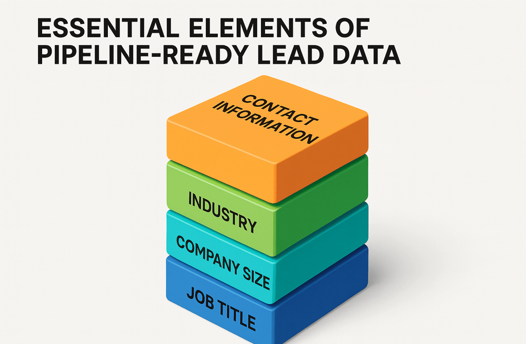 Infographic showing stacked 3D blocks labeled with lead data stages.