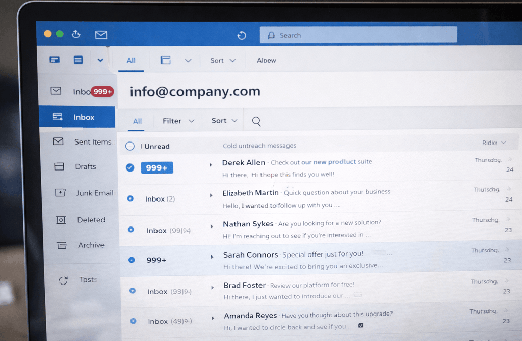 overloaded info@company inbox with many unread emails