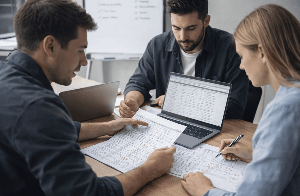 SDR team reviewing B2B leads together