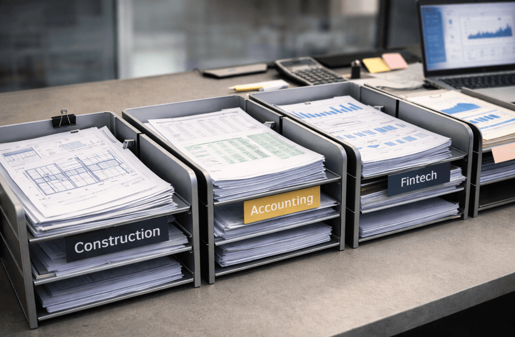 Paper lead trays segmented by industry.