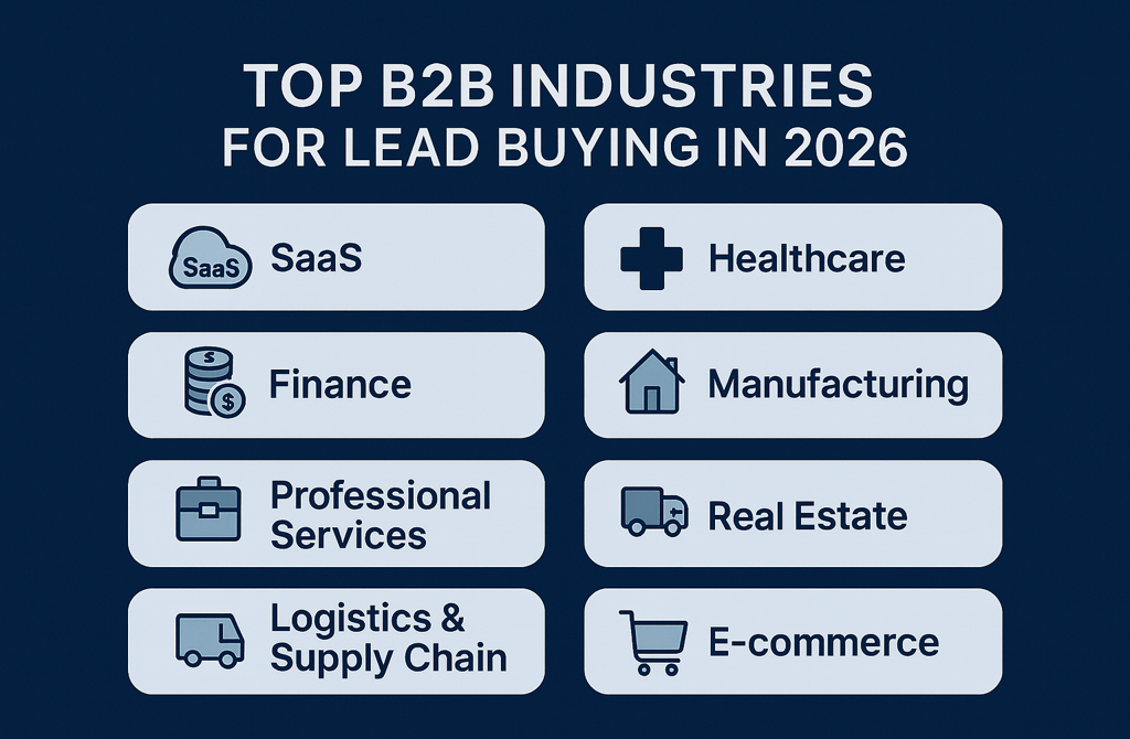 Infographic of top B2B industries for lead buying in 2026