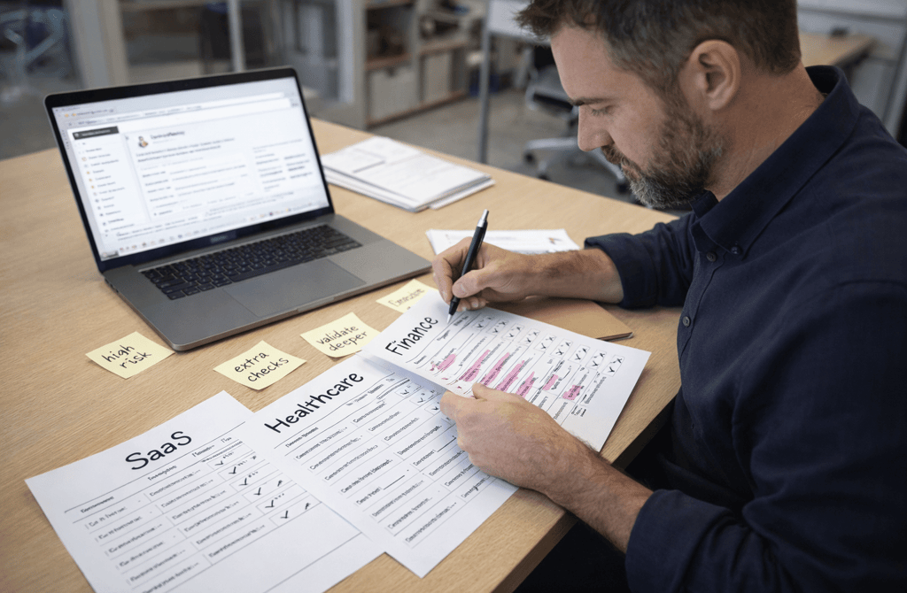 Founder reviewing lead validation depth across industries