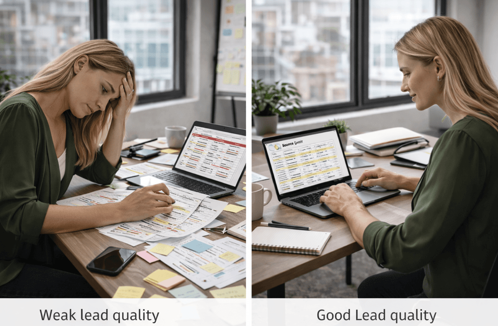 SDR workload comparison between weak and good lead quality