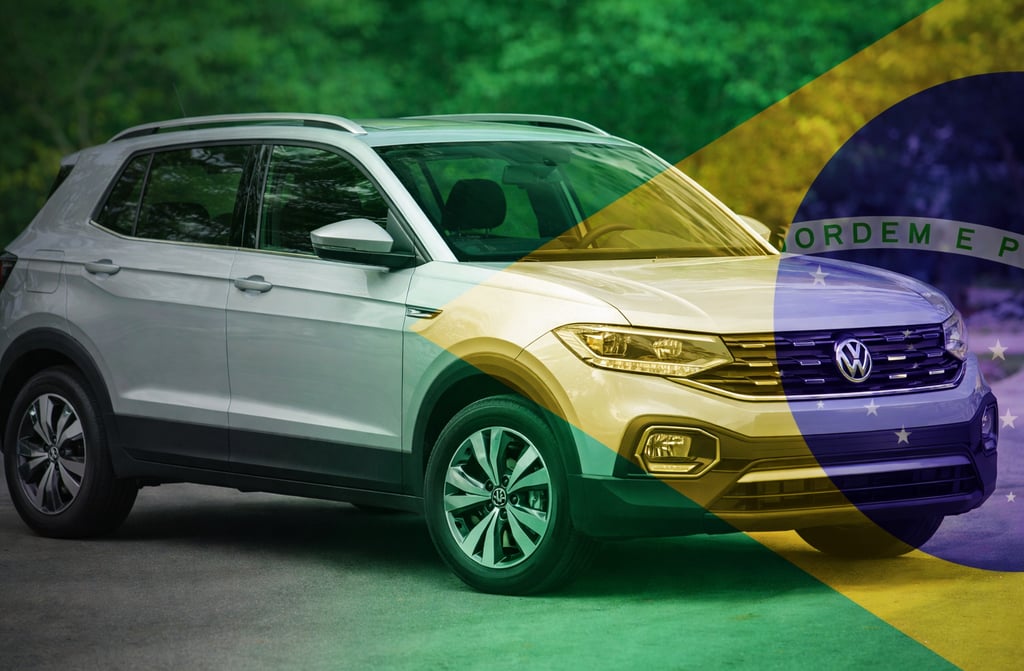 Versão inédita do T-Cross para a Copa do Mundo com bandeira do Brasil sobreposta