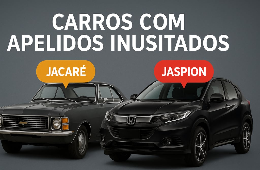 Dois carros lado a lado sobre fundo cinza neutro — à esquerda, um Chevrolet Opala antigo com balão l