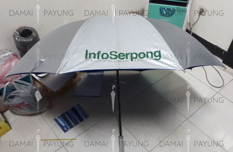 Payung promosi polos golf silver biru InfoSerpong