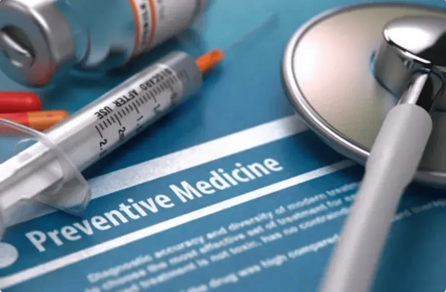 image of peptide syringe, text 'preventative medicine'